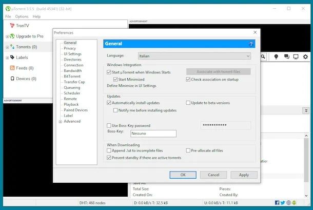 uTorrent in italiano Windows