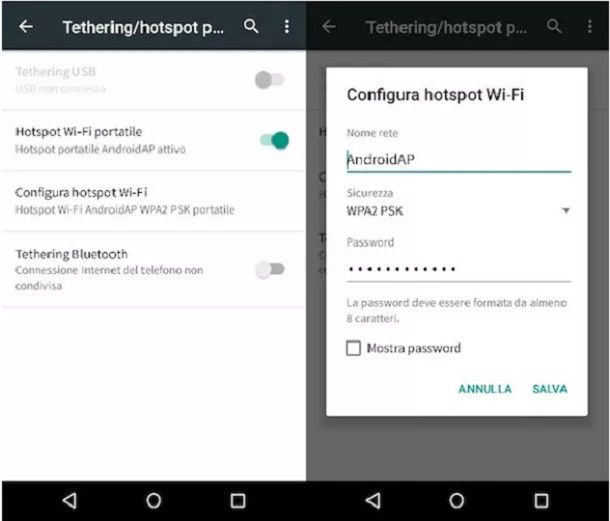 Fare hotspot da Android