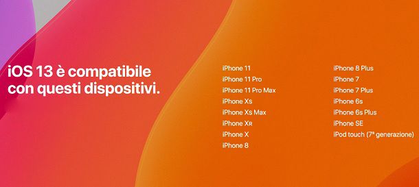 iOS 13 dispositivi compatibili