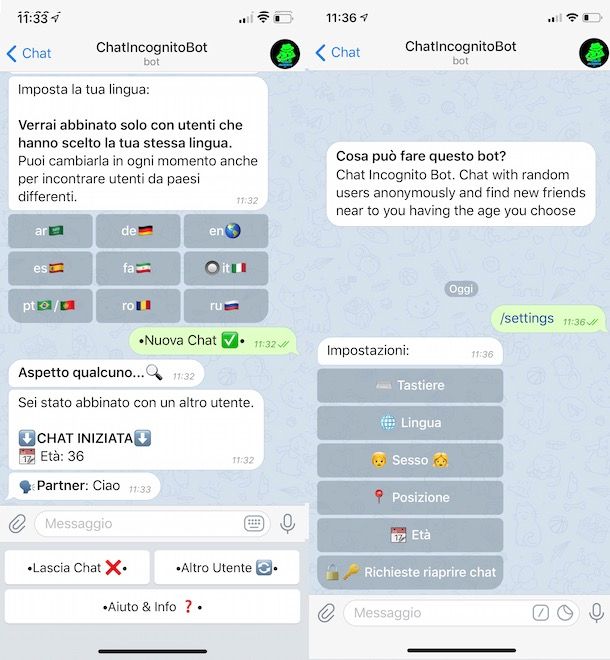 Chat anonime su Telegram
