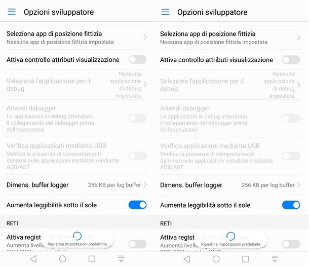 Attivare le impostazioni sviluppatore Android