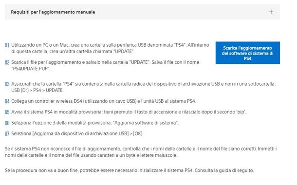 Download dell'aggiornamento PS4