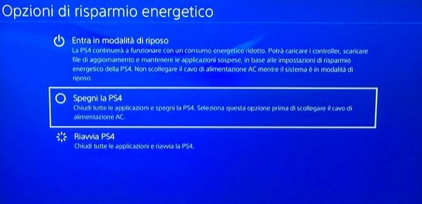 Provare a riavviare la PS4