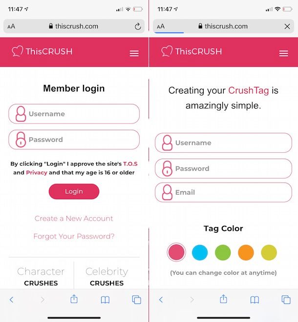 Creare un account su ThisCrush