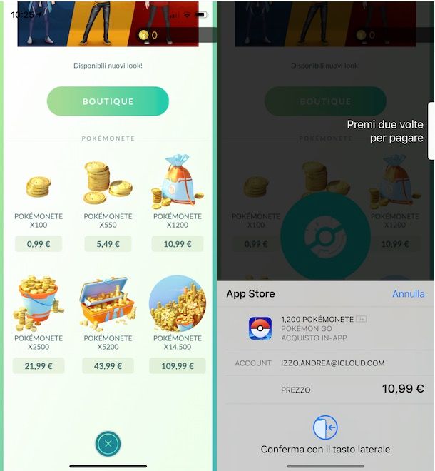 Acquistare monete su Pokémon GO