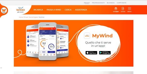 Utilizzare l'Area Clienti MyWind