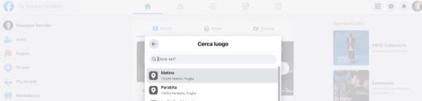 Mettere la posizione su Facebook da computer