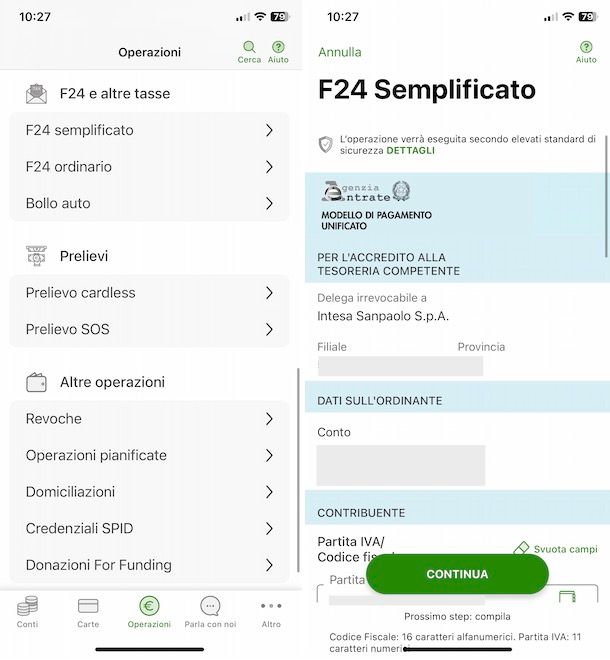 F24 semplificato Intesa