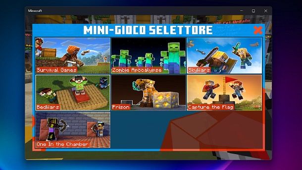 Seleziona BedWars Minecraft Bedrock PC