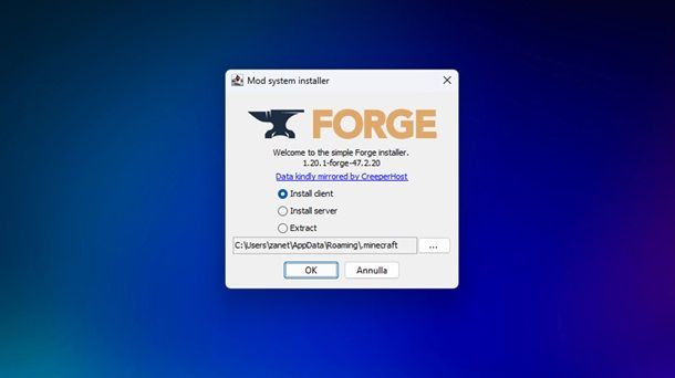 Installare Forge Windows 11