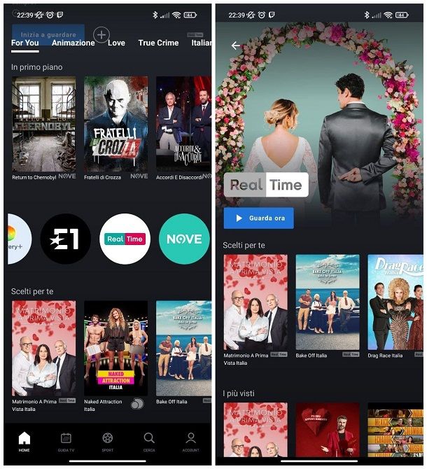 Come vedere Real Time in streaming su smartphone e tablet