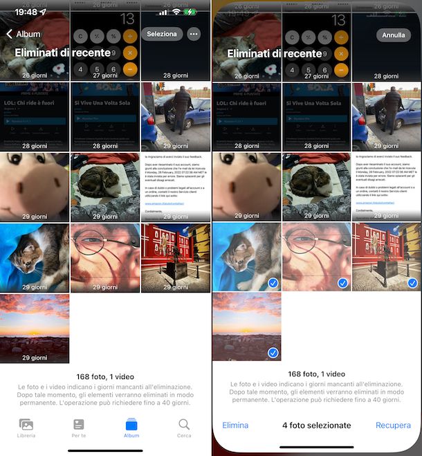 Recupero foto eliminate di recente iPhone