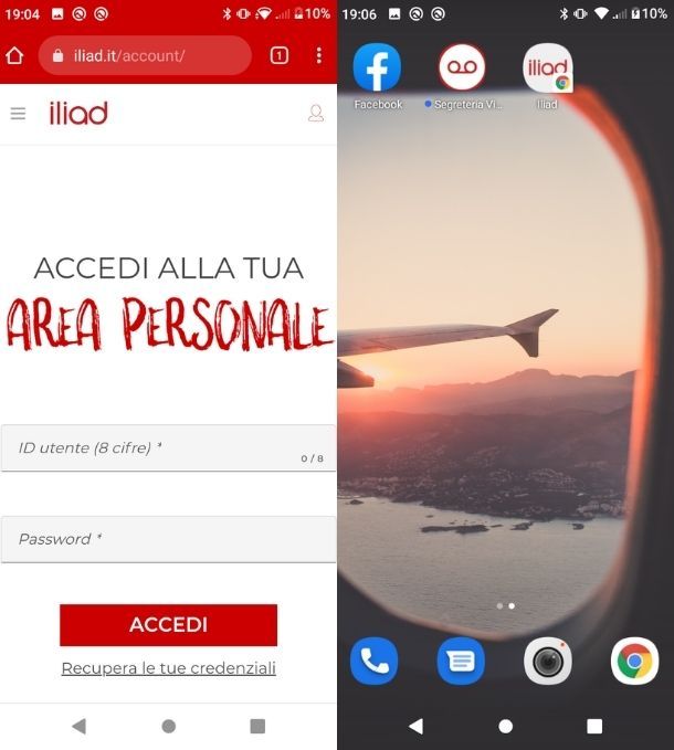 Creare scorciatoia ai consumi Iliad mobile Android