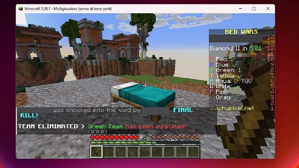 Bed Wars Letto squadra Hypixel Minecraft Java PC