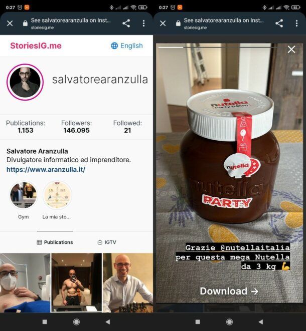 Come vedere storie Instagram senza account