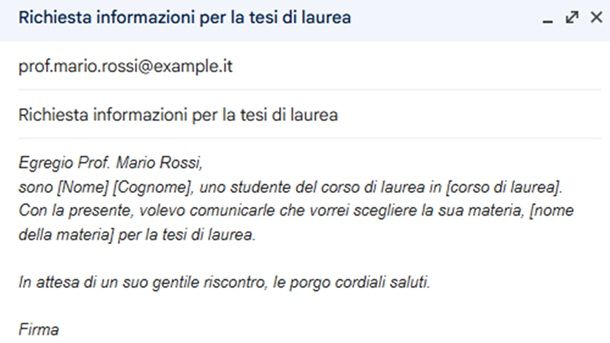 Come scrivere una mail ad un professore universitario per la tesi