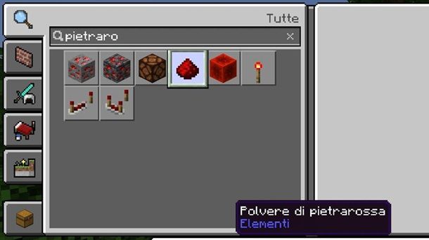 Polvere di pietrarossa Minecraft Bedrock