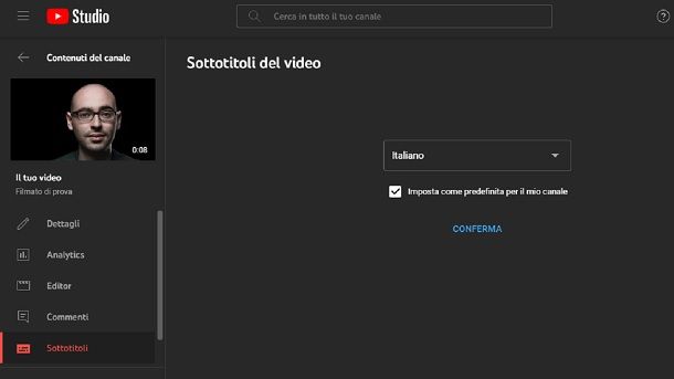 Come sottotitolare un video YouTube Studio