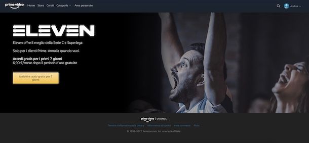 Eleven Sport su Prime Video