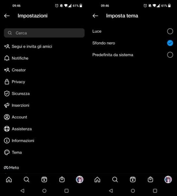 Come avere solo Instagram nero