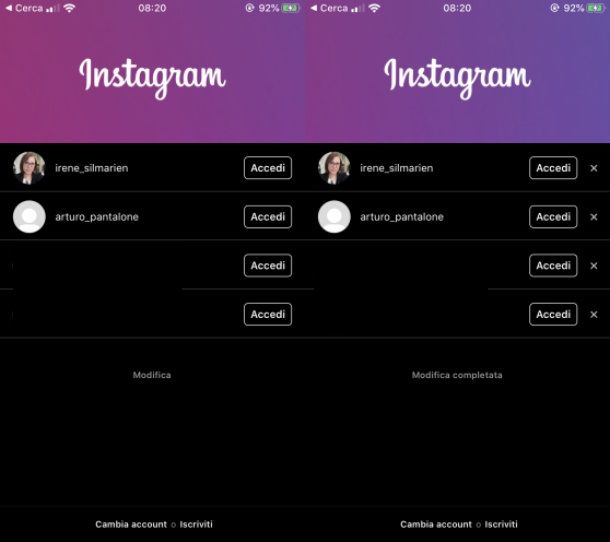 Come eliminare i dati di accesso da Instagram