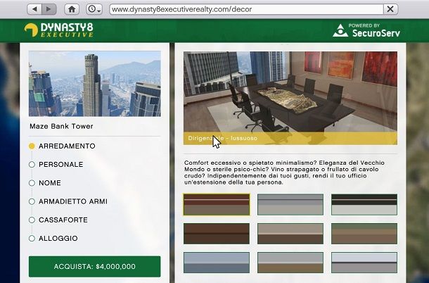 Arredare ufficio in GTA Online