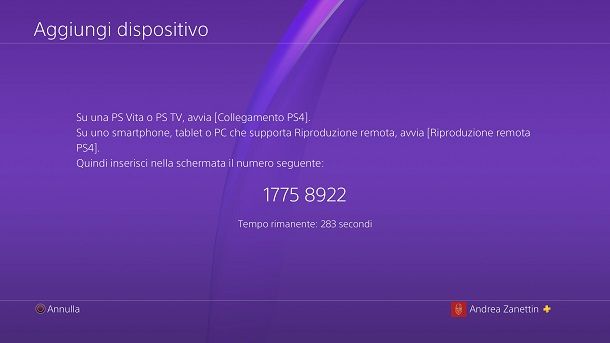 Codice abbinamento PS4