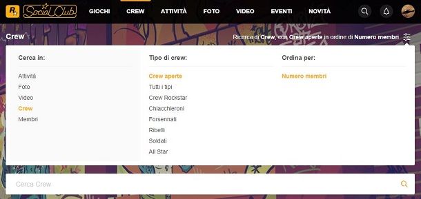 Entrare in una crew su GTA 5 Online da Web