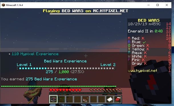Esperienza Bed Wars Minecraft