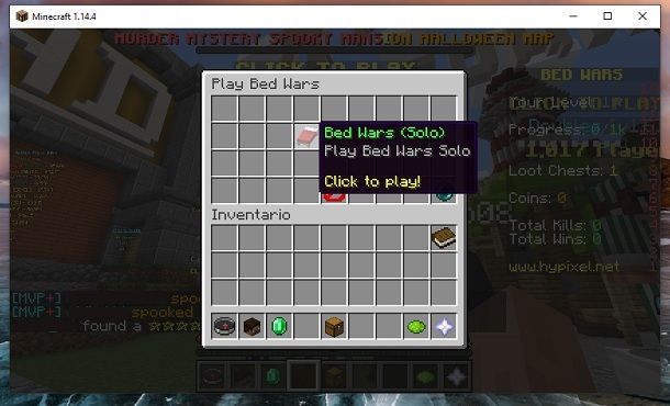 Giocare BedWars Minecraft