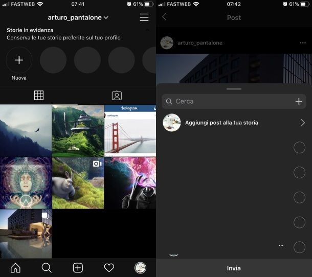 Come condividere post di Instagram nelle storie