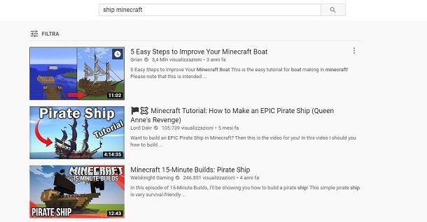 Idee di navi per Minecraft su YouTube