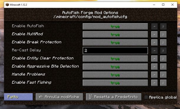 Impostazioni Mod Minecraft