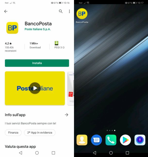 Installazione app BancoPosta