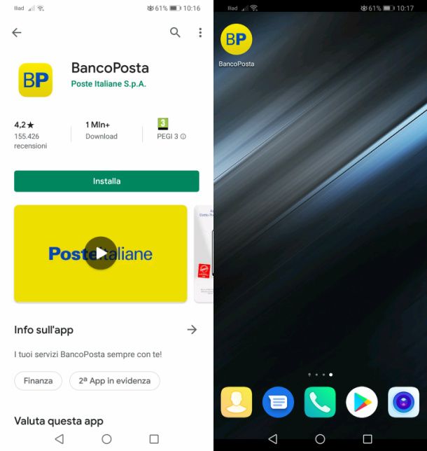 Installazione app BancoPosta