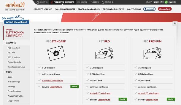 migrazione pec da aruba a infocert