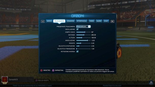 Opzioni telecamera Rocket League