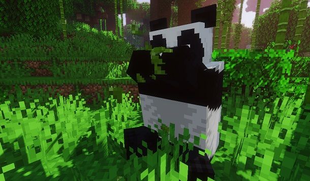 Panda che mangia su Minecraft