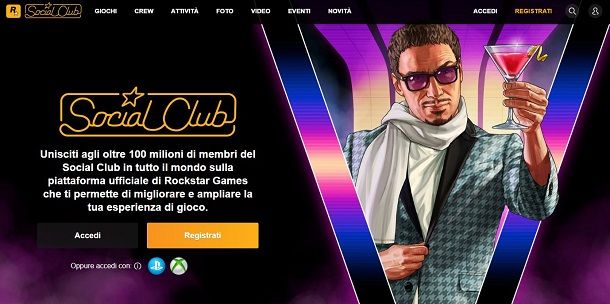 Registrare un account Social Club