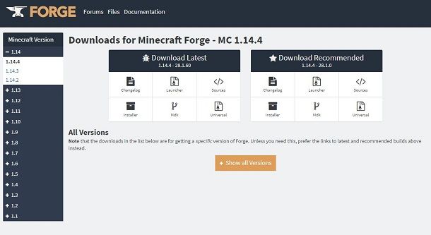 Scaricare Minecraft Forge