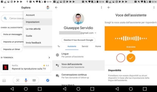 Cambiare voce Assistente Google su Android