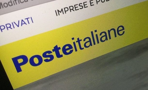 Schermata sito Web Poste Italiane