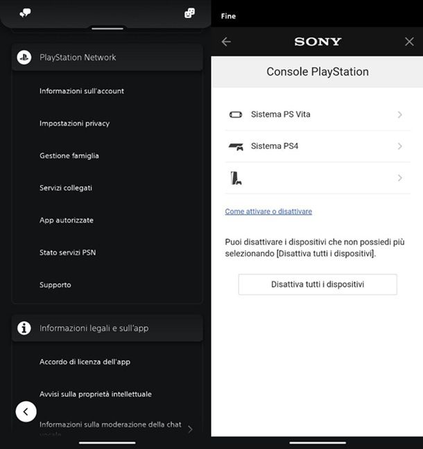 Come disattivare account principale PS4 da telefono