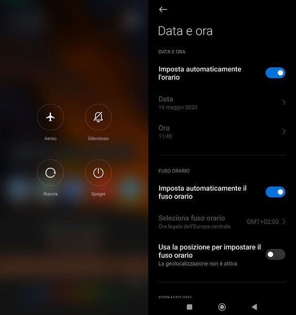 Riavviare e controllare la data Sblocco Play Store