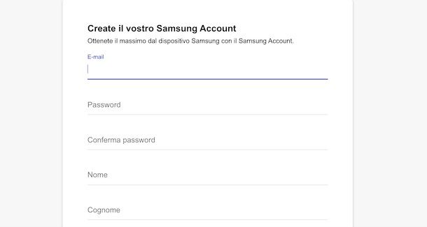 Creare account Samsung