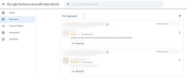 Come vedere le recensioni dell'attività su Google