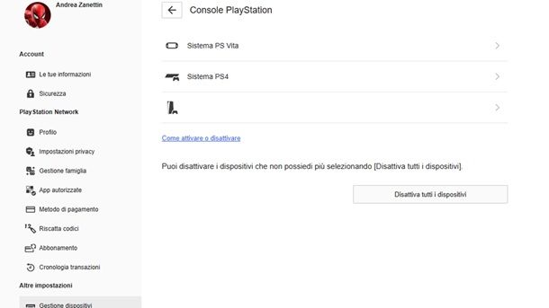 Come disattivare account principale PS4 da remoto PC