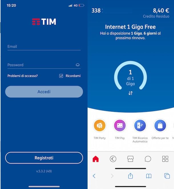 Accesso app MyTIM