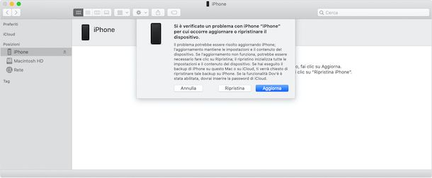 iPhone da Finder su macOS Catalina