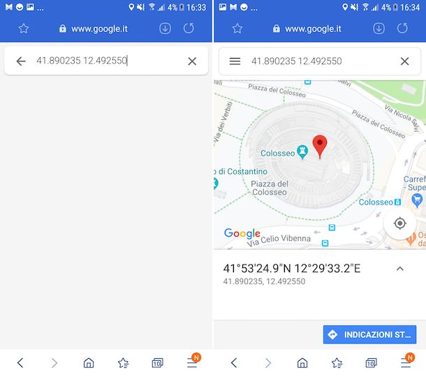 Coordinate Google Maps Android Web